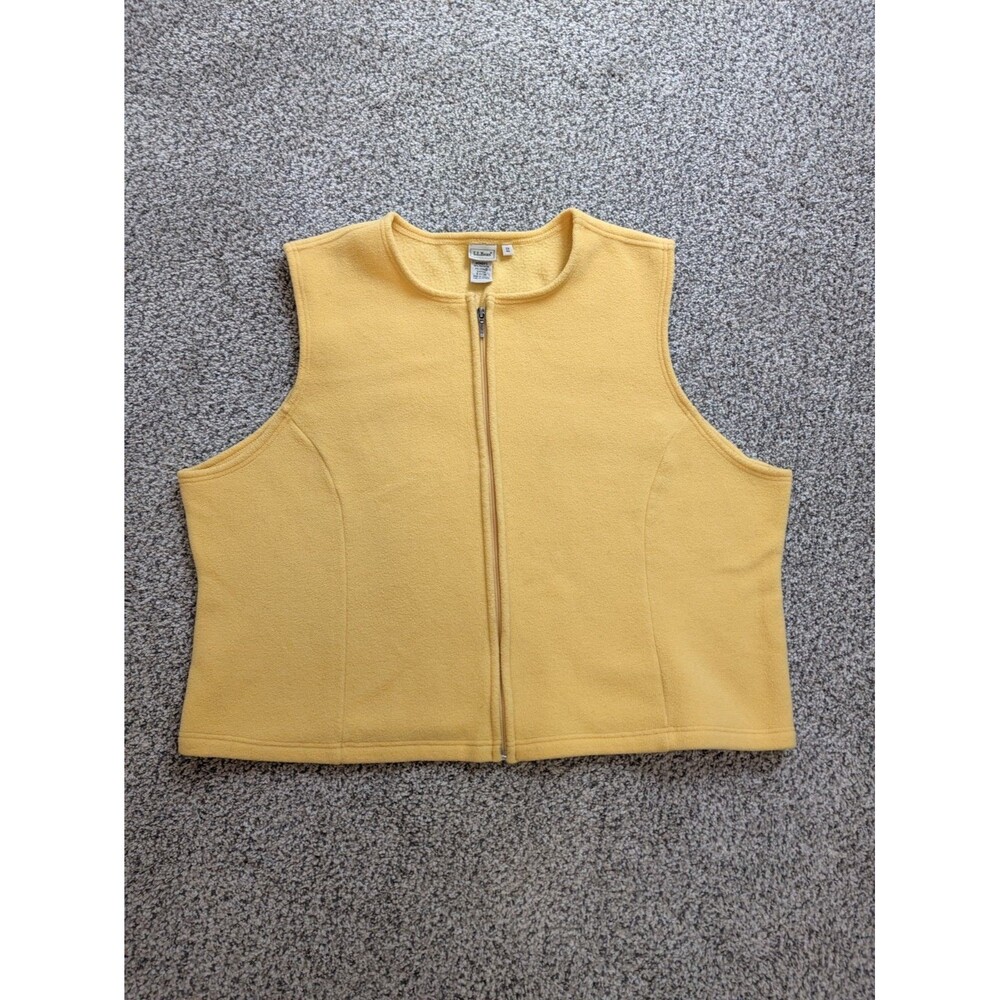 L.L. Bean Womens 2X Yellow Full Zip Fleece Vest Vintage